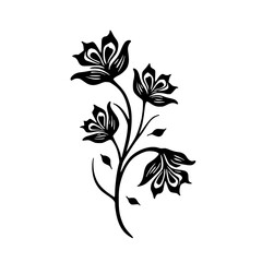 Elegant Floral Vector Illustration: Black and White Botanical Design