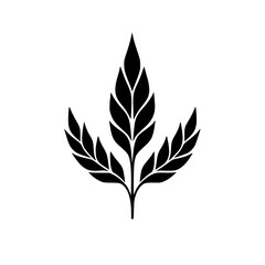 Minimalist Black Leaf Design on White, Botanical Vector