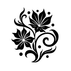 Elegant Black Floral Silhouette on White, Decorative Element