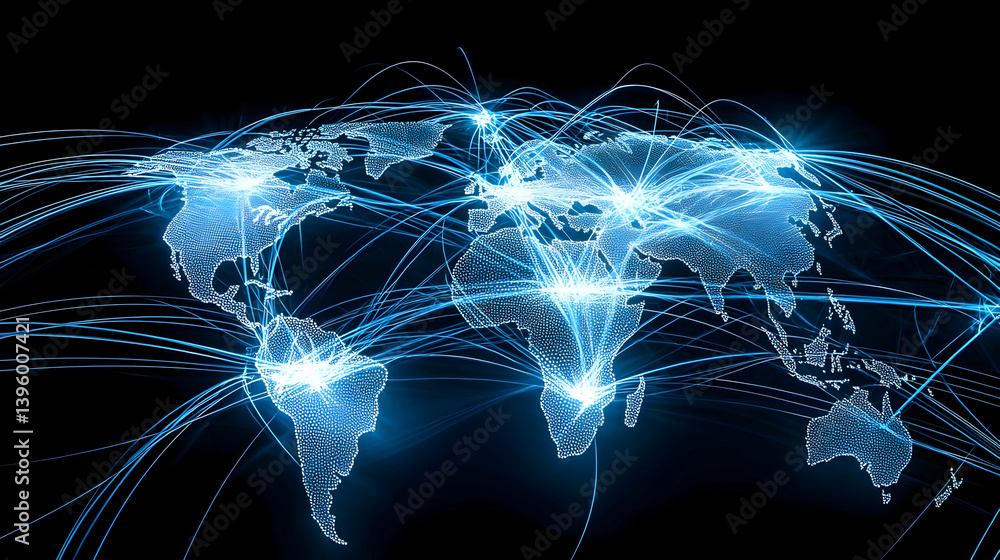 Poster global network world map design
