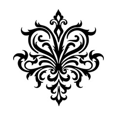Elegant Black & White Damask Flourish, Vector Illustration