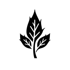 Black & White Leaf Icon: Simple, Elegant Nature Design