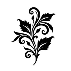 Elegant Black Floral Vector Ornament on White Background