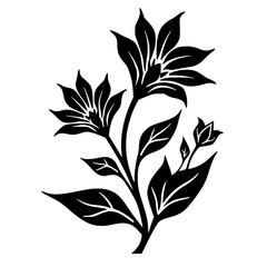 Elegant Black & White Floral Vector, Botanical Design Element