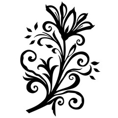 Elegant Black Floral Vector Design on White Background