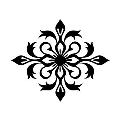 Elegant Black Floral Ornament on White Background