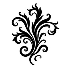 Elegant Black Floral Ornament Design on White Background