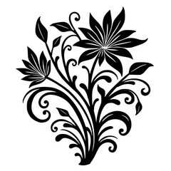 Elegant Black Floral Vector Design on White Background