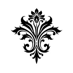 Elegant Black Damask Design on White: Ornamental Floral Vector