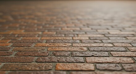 Obraz premium Brown Brick Pavement Texture - Close-up shot of a brown brick pavement, showcasing texture and detail. Perfect for background or design elements