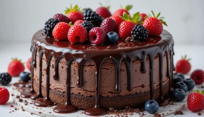 chocolate cake with berries
