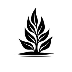 Minimalist Black & White Leafy Plant Logo Design