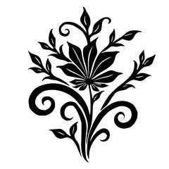 Elegant Floral Ornament: Black & White Vector Design