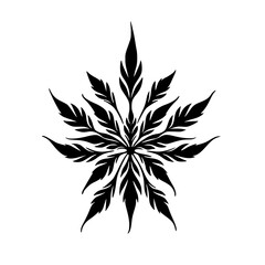 Black & White Leaf-Shaped Mandala: Elegant Vector Design