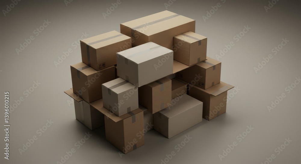 Aufkleber cardboard boxes stacked structure - a simple structure formed by stacking various sized cardboard bo
