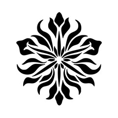 Ornamental Black Floral Design on White Background