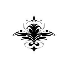 Elegant Black Flourish Ornament on White Background