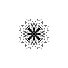 Abstract Black Flower Pattern on White Background