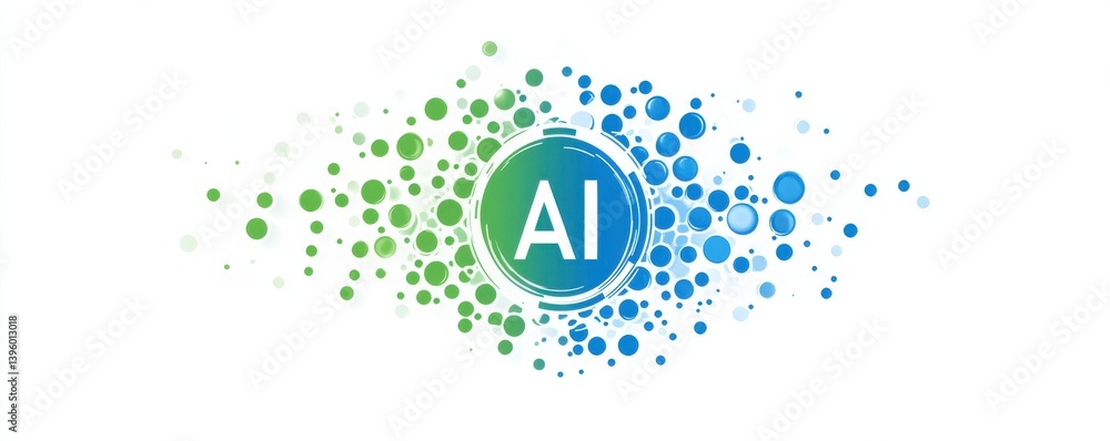 Poster abstract ai logo featuring gradient circle and halftone dot pattern