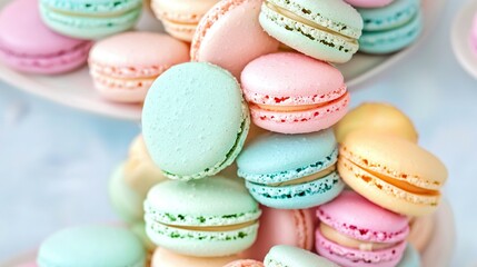 Obraz premium A plate with macarons, macaroni, and macaroni & cheese