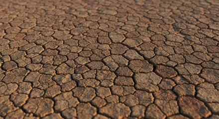 Cracked Earth Texture - Close-up view of dry, cracked earth, showing intricate texture and patterns of drought-stricken land