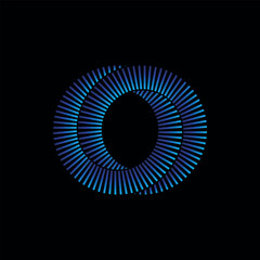 Two intertwined rings of repeating lines. Vector symbol