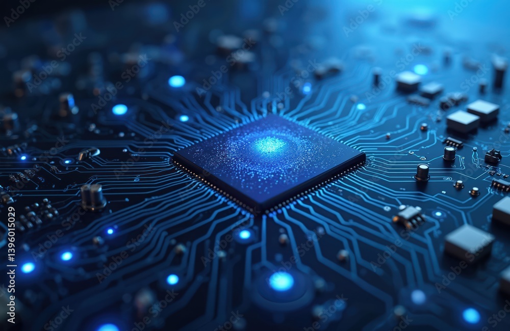 Aufkleber Abstract digital circuit board. Electronic computer technology background. Motherboard data processing with connected lines dots. Modern innovation concept, computing and information system.