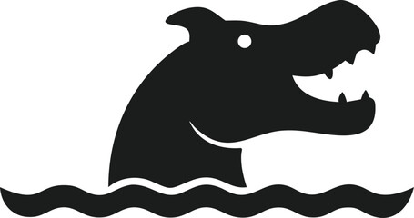 Obraz premium Lake Monster Silhouette, Aquatic Predator, Cryptozoology, Mythical Creature