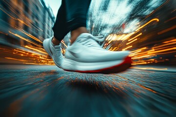 running blurry leg in running sneaker