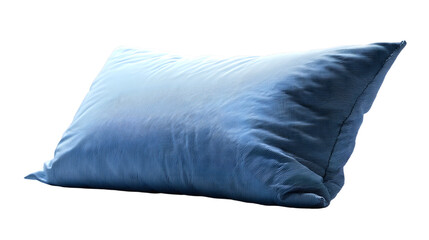 Light blue pillow isolated on transparent background for comfortable sleep