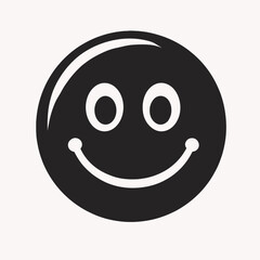 Fototapeta premium happy emoji icon with black background smiling face with eyes and mouth