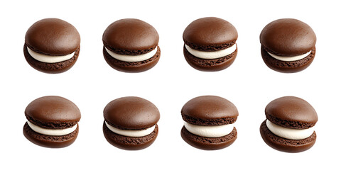 Fototapeta premium Pack Whoopie Pie Set in Different Poses Against Transparent Background for Dessert Branding, Bakery Advertisements, or Confectionery Packaging