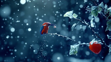 Winter Wonderland Kingfisher: A Snowy Serene Moment
