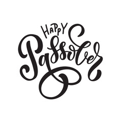 Happy Passover handwritten text isolated on white background. Modern brush calligraphy. Hand lettering typography, vector illustration for Jewish easter holiday as greeting card, poster, banner, logo