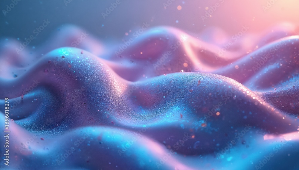 Poster abstract 3d shapes with holographic pastel colors. calm soothing fluid wave shapes. iridescent soft 