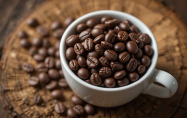 Fototapeta premium Mug Filled with Roasted Coffee Beans