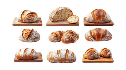Pack Sourdough Set in Different Poses Against Transparent Background for Bread, Baking, or Artisan Food Branding