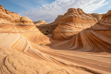 Wavy Sandstone Formations in a Desert Landscape"