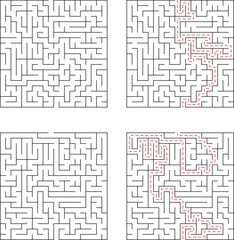 Complex Mazes Four Square Puzzles, Solutions, Paths, and Challenges