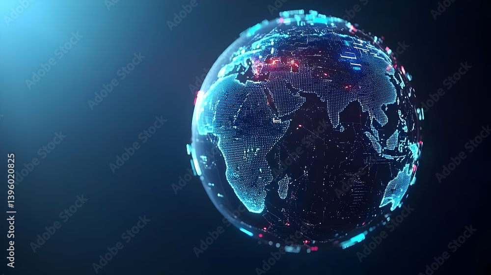 Aufkleber digital earth globe visualization with glowing points