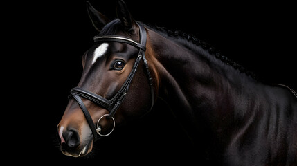 Fototapeta premium Dark Brown Horse Headshot With Bridle