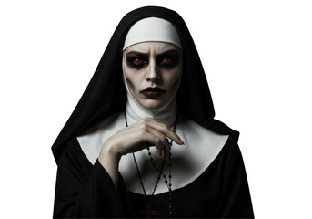 Isolated Terrifying Demonic Nun With Eyes of Darkness