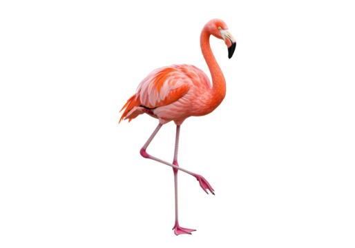 Isolated Flamingo Standing on One Leg