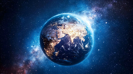 Fototapeta premium Earth Planet In Space With Starry Night Sky
