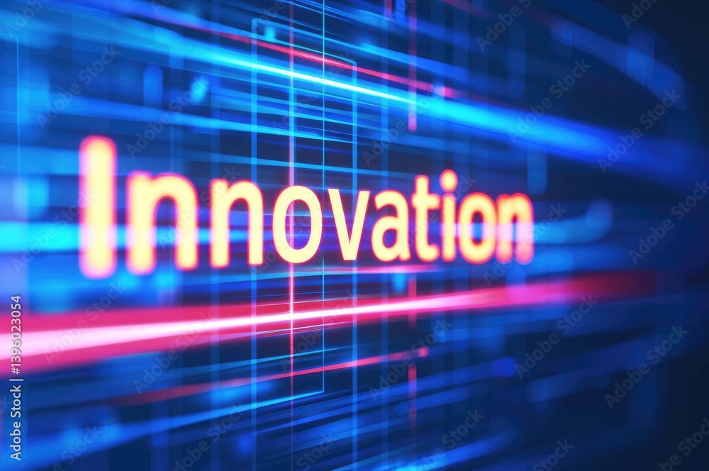 Poster digital innovation concept futuristic technology background abstract glowing lines grid