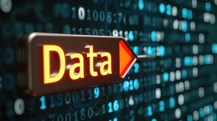 Obraz premium Digital Data Stream Illuminated Arrow Points to Essential Information