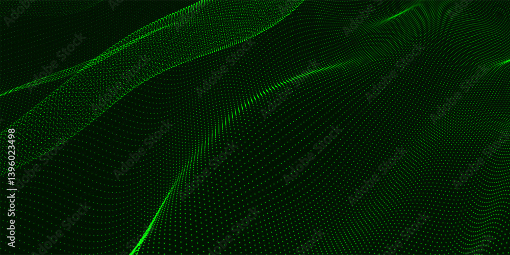 Poster futuristic dot wave. abstract digital particle wave. technology background. colored musical wave. da
