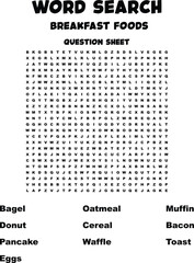 Breakfast Foods Word Search Puzzle Find Hidden Food Items