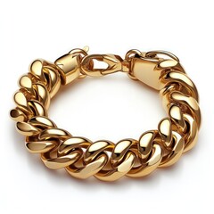 Obraz premium A chunky gold bracelet, isolated on white background