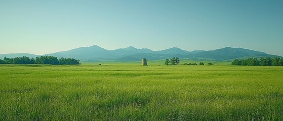Fototapeta premium Vast Field Under Blue Sky